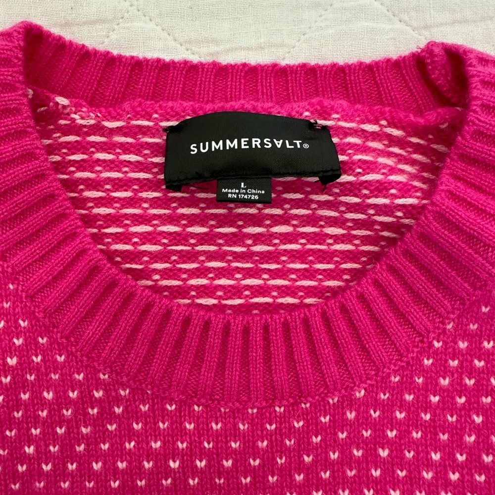 summersalt Pink & White Crewneck Sweater